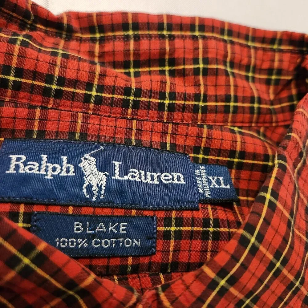 Ralph Lauren‎ Shirt Mens XL Blake Check Plaid Button Down Long Sleeve Multi Y2K
